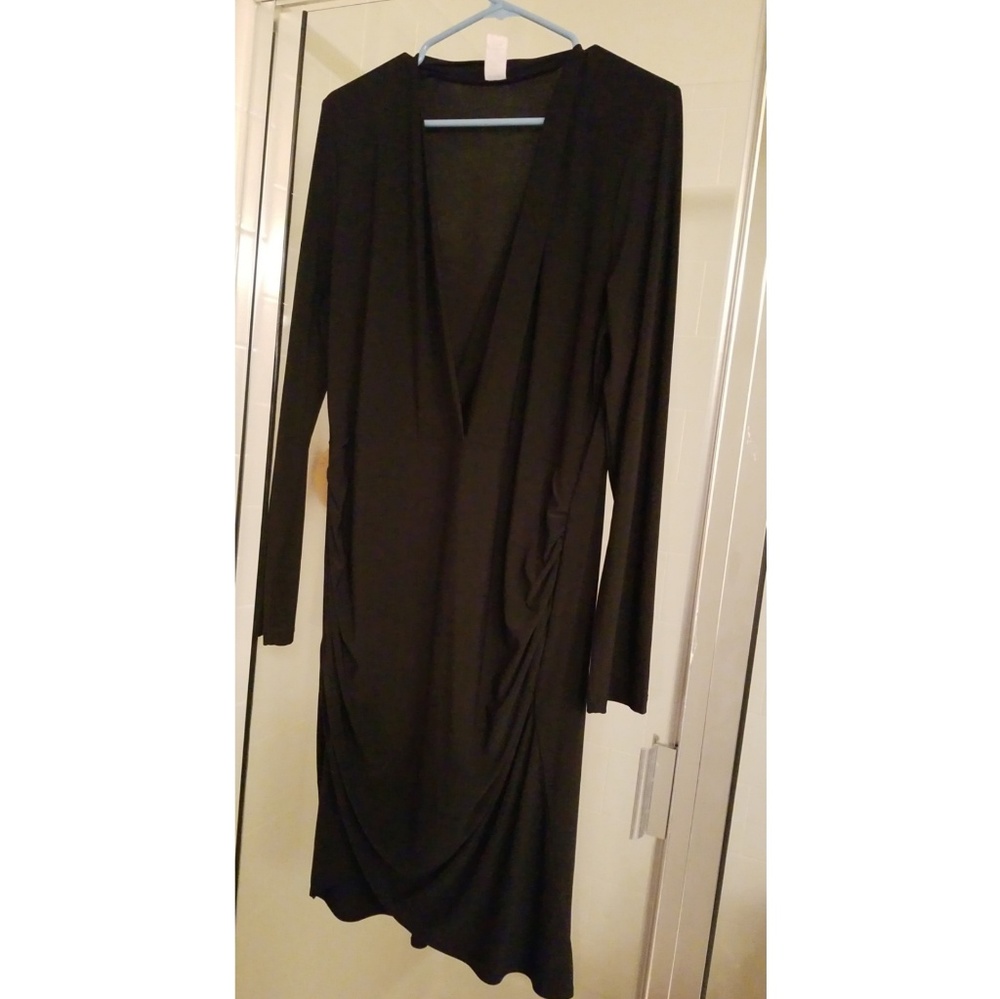 ***Plus Size Faux Wrap Dress with Ruching***